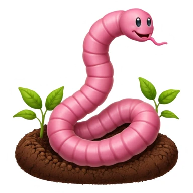 Pink worm smiling in soil sticker
