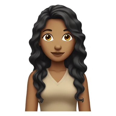 Girl with long black wavy hair and tan skin color sticker