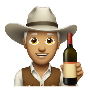 White cowboy with wine  sticker