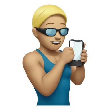 A swimmer using a phone sticker