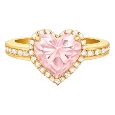 Gold engagement ring with light pink heart diamond  sticker