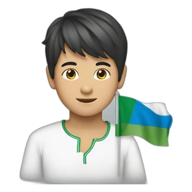 uzbek boy with uzbekistan flag sticker