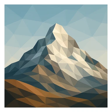 mountain, low-poly polygonal style, geometric and faceted sticker