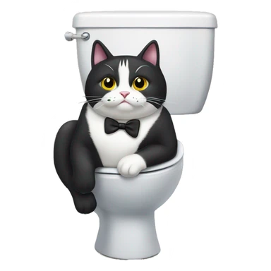 Fat Tuxedo cat on toilet  sticker