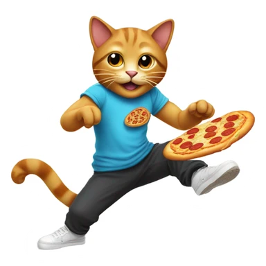 Cat break dancing while eating pizza sticker