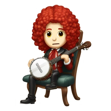 Antonio Vivaldi Red wig old chibi sitting chair banjo sticker