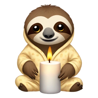 sloth in pajamas with a candle  sticker