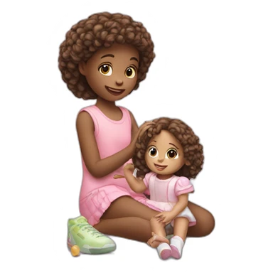 Little girl playing with a doll sticker