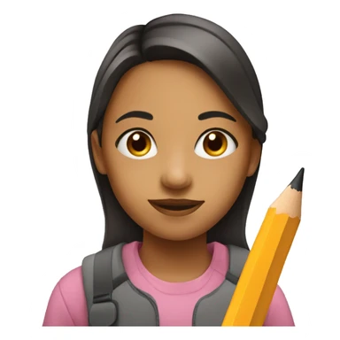 Girl with pencil sticker