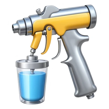 metal spray gun with clear sealed cup attached sticker