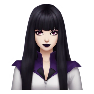 Elissabat -with bangs -long-hair-dark-plumpurple-and-black-vampire-goth-makeup-pinkeyes-romanticgothcloses-bat sticker