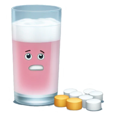 glass of alka seltzer with tablets on the side  sticker