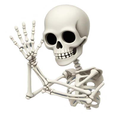 skeleton raising right hand, shown from the shoulders up sticker