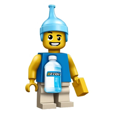 lego figurine with powerade bottle sticker