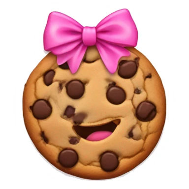 chocolate chip cookie with a pink bow wrapped around it sticker