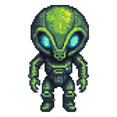 space alien video game character sticker