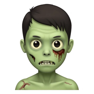 light green zombie boy emoji with dark medium hair sticker