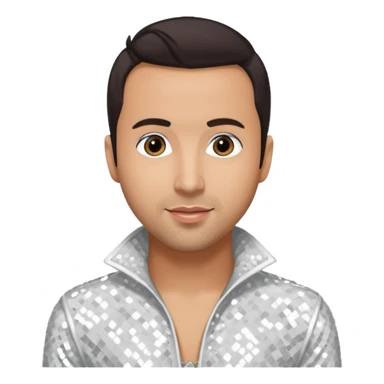 Howie Dorough from Backstreet Boys with dark brown hair, white sequin outfit sticker