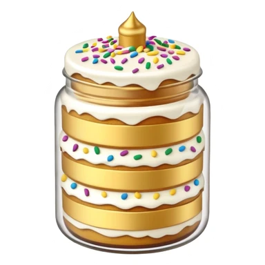 A layered little jar of cake that is gold outline sticker