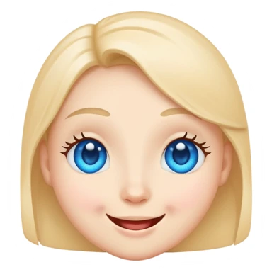 Smiling face with blue heart eyes, cute sticker