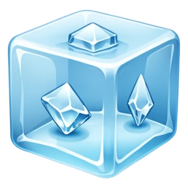 ice cube object icon, crystal clear ice, glossy, small frost details, 3D cartoon, soft shadow, mobile game icon style, centered, clean background, no text, no watermark sticker