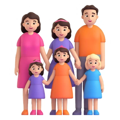Family with mother, father and three little girls sticker