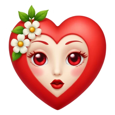 Red heart with eyes and blooming a kiss sticker