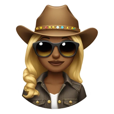 Cowgirl with sunglasses with highlights in hair sticker
