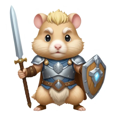 valorous Viking hamster in Valhalla, detailed armor, heroic pose, glowing sky sticker