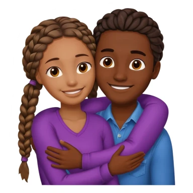 dark skin girlfriend with braids hugs brown skin boyfriend with long hair  sticker