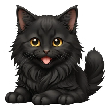 cinematic-yawning black-maine-coon-kitten-portrait-emoji,-head-tilted-playfully-and-inquisitively,-sleek--black-fur,-simplified-yet-adorable-features,-highly-detailed,-glowing-with-a-warm,-friendly-glow  sticker