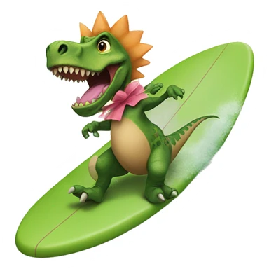 dinosaur on a surfboard wearing a tutu sticker