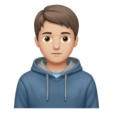 Kjekk gutt (lys i huden) som har pynta seg. Har på seg Jeans og grå hette genser og håret skal være  midtskill og fargen på håret er brunt sticker