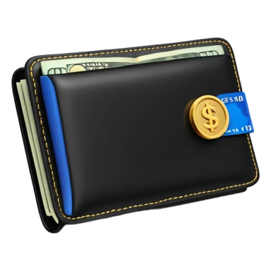 Rich emoji style black leather wallet with dollar bills, luxury money vibe, premium 3D emoji, ultra clean, high detail, no background
 sticker