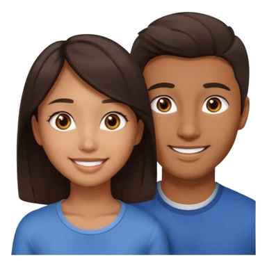A darker Asian girl with brown eyes and dark brown hair, with her caucasian boyfriend who has hazel eyes and light brown hair. sticker