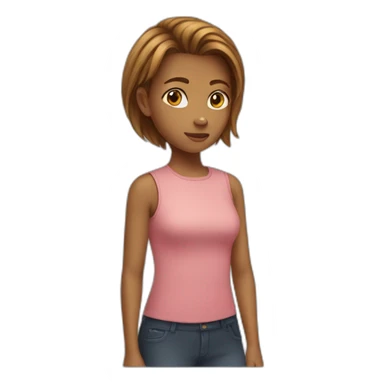 Girl with brawn hear    sticker