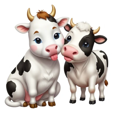 Cow kiss cat sticker