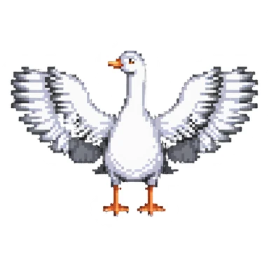 8-bit goose with wings fully extended in t position sticker