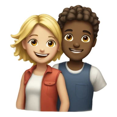 Boy and gril sharing a smile sticker