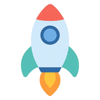 colorful rocket ship icon sticker