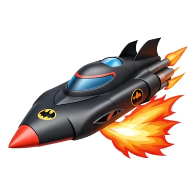 batmobile in rocket ship boom rocket at take-off in fire sticker