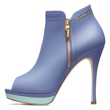Realistic isolated pair of kate spade pastel blueberry high heel zip up peep toe ankle boots.  sticker