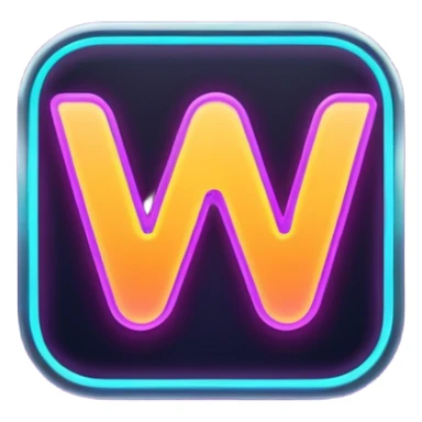 A neon, cyberfunk app logo, square, with the text "yyy". No borders, very subtle grid in the back sticker