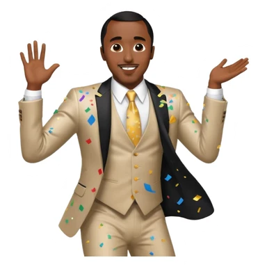 P Diddy dancing at a party with confetti sticker