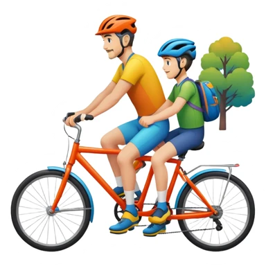 father and son cycling, colorful bikes sticker