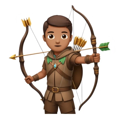 The classic hunter image with a bow and arrow on his back, dressed in brown with some animal made decorations sticker