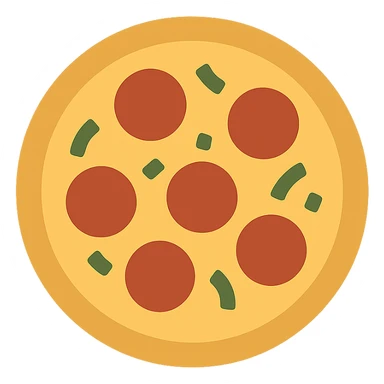 A pizza icon, flat design, simple and clean, with minimal details sticker