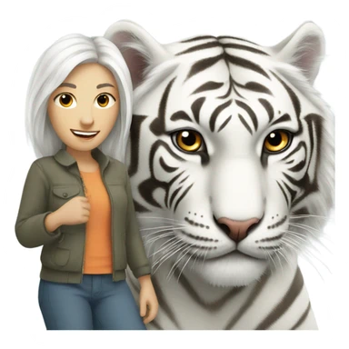 White tiger with woman sticker