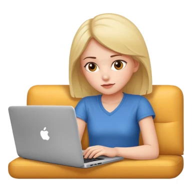 A girl is lying on the couch with a laptop, working sticker