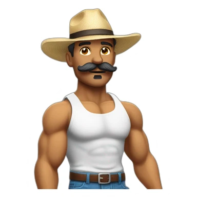 Muscles mustache expressive Cuban man sticker